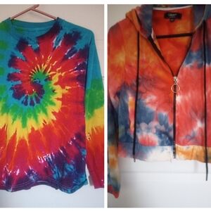 Vibrant Tie-Dye Long Sleeve Kids Tee And Zipper Hoodie